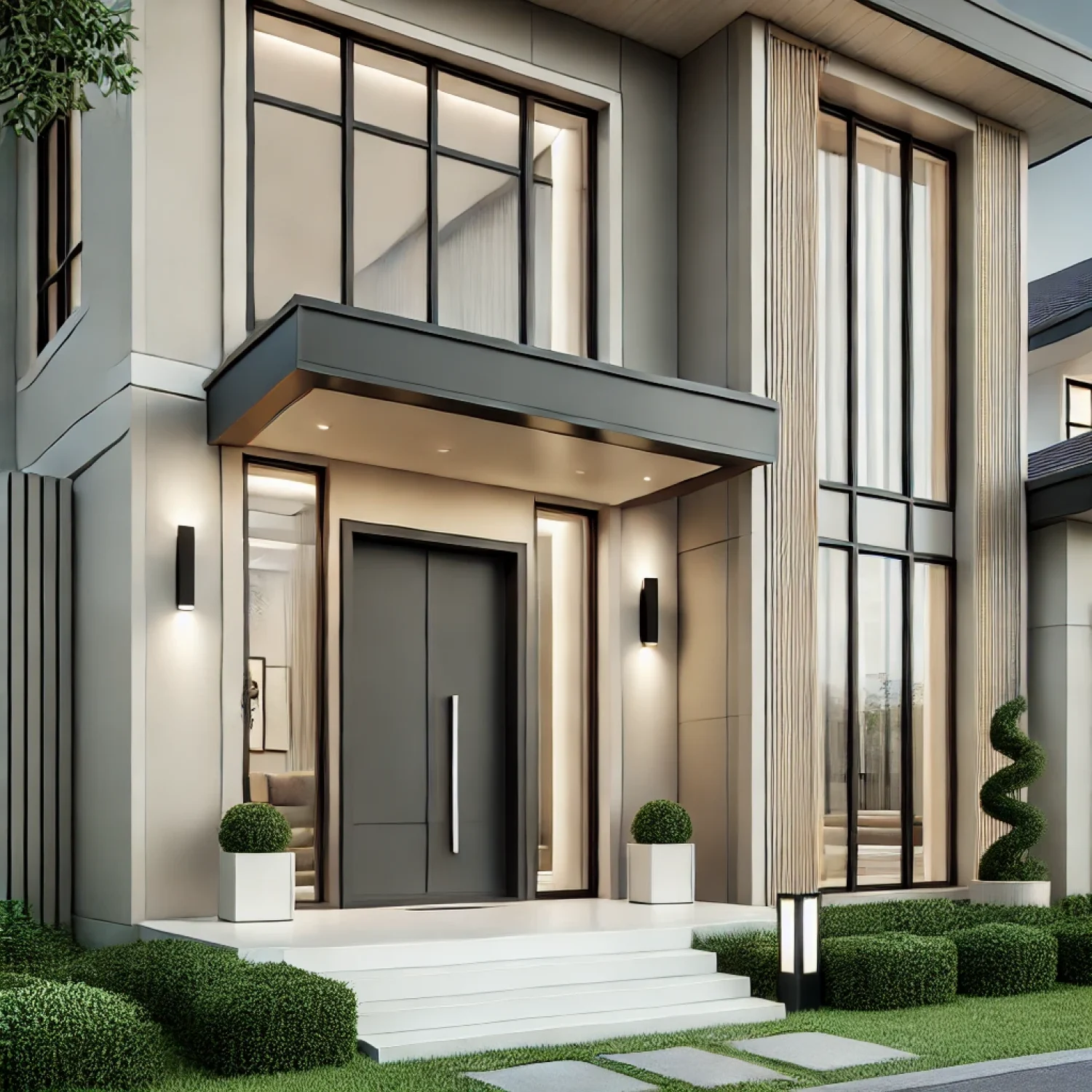 Detailed PVC of a beautifully carved PVC staircase in a Modern setting.